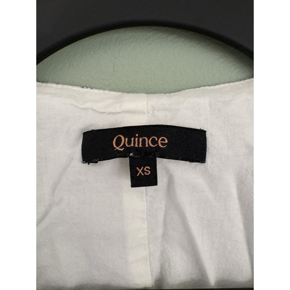 Quince Women's White/Black Striped Woven Linen V-Neck Button Vest Top XS - Picture 2 of 5